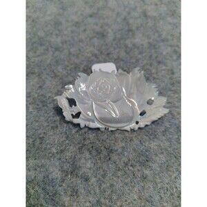 Vintage Mother of Pearl Rose Pin Brooch Carved Floral‎ Flower Lapel
